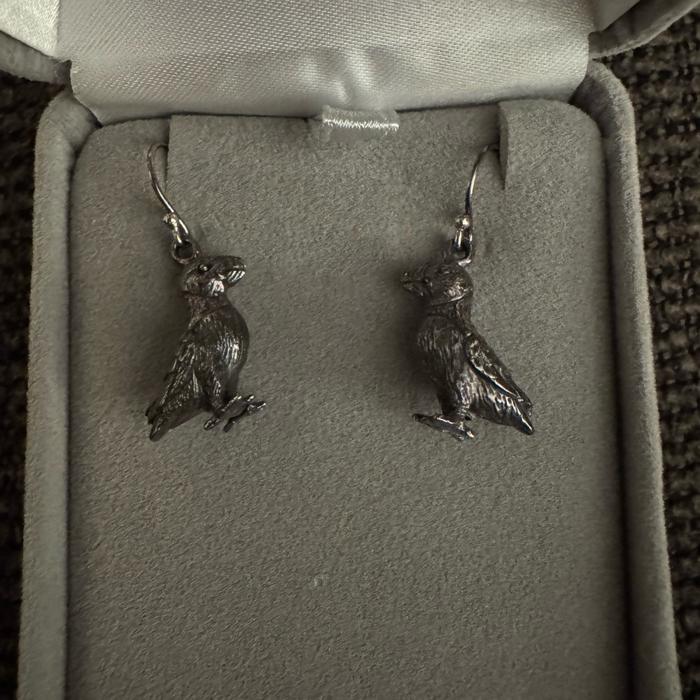 Silver puffin Earrings